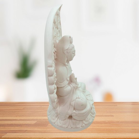 Kwan Yin Statue in Ivory Resin, 5-Inch Buddhist Goddess of Mercy, Peaceful Home - Picture 2 of 9